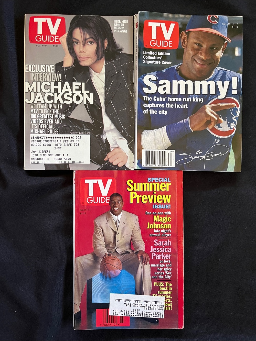 Late 1990s TV Guides Sammy Sosa 1998 - Magic Johnson 1998 - Michael Jackson 1999